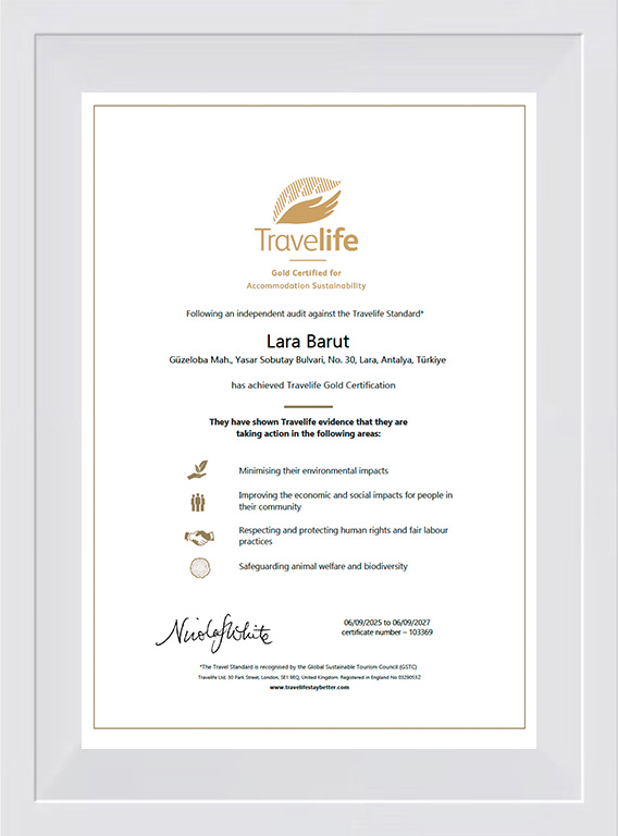 Travelife - Gold Certified for Accommodation Sustainability