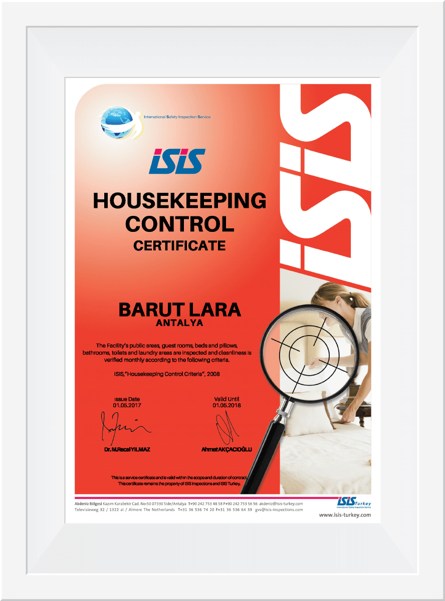 Housekeeping Control Certificate